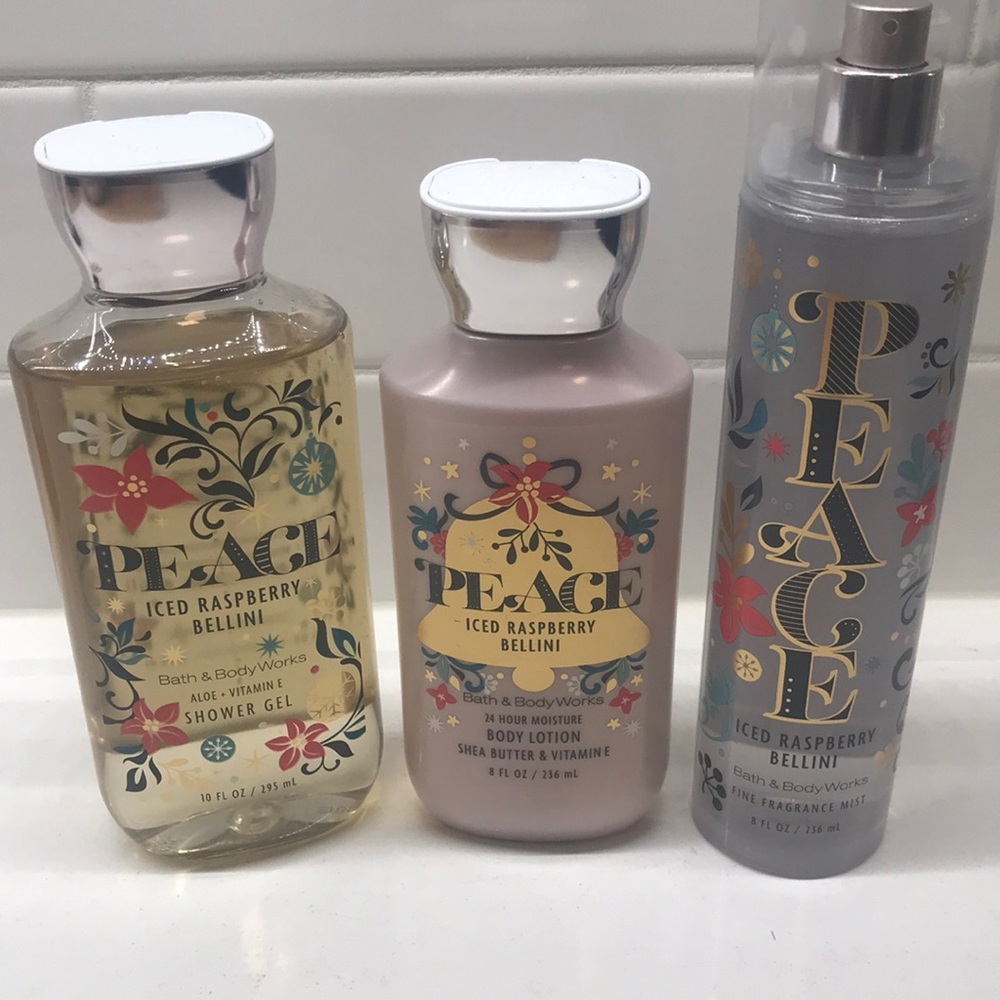 NWT! RARE! BBW PEACE Iced Raspberry Bellini Trio